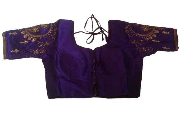Raw Silk Purple Designer Blouse 128
